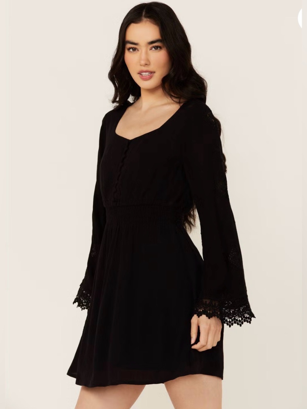 IDYLLWIND SCOTTS LACE LONG SLEEVE MINI DRESS